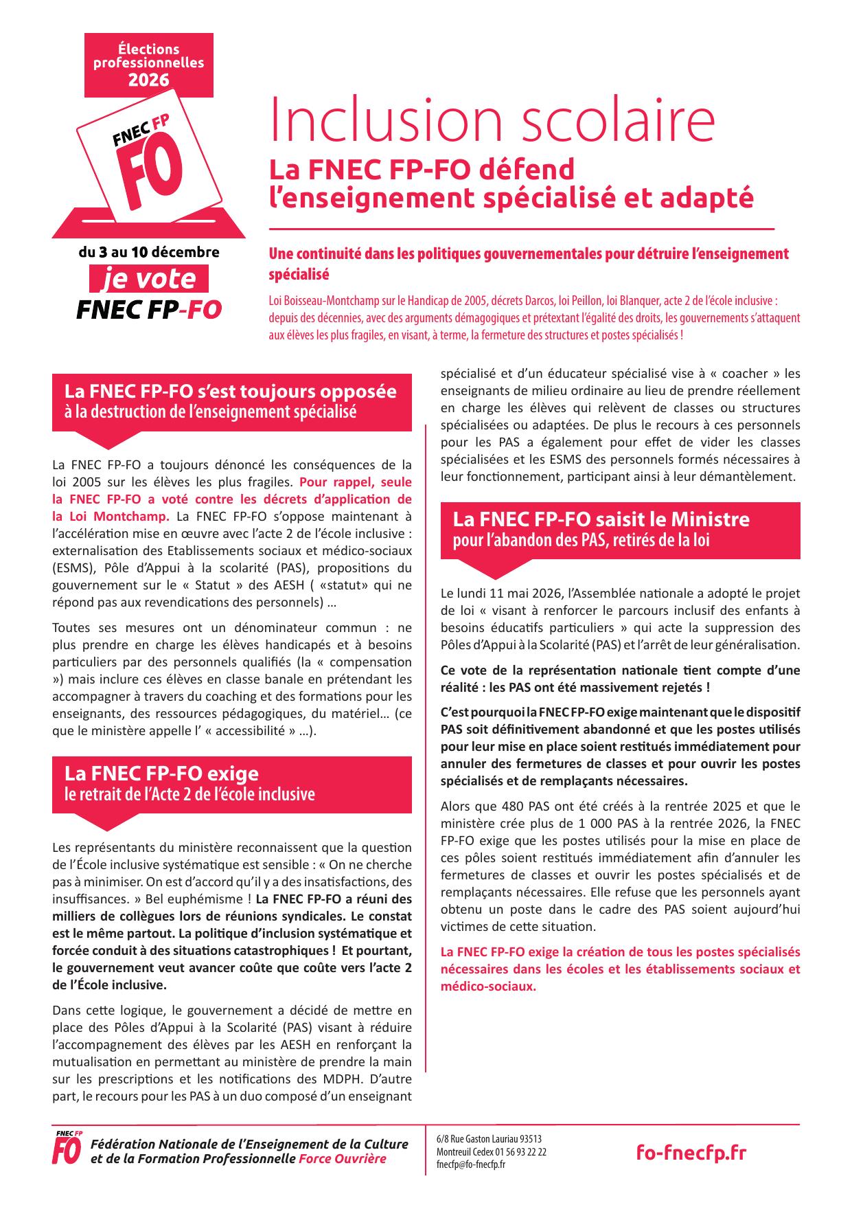 L'inclusion scolaire