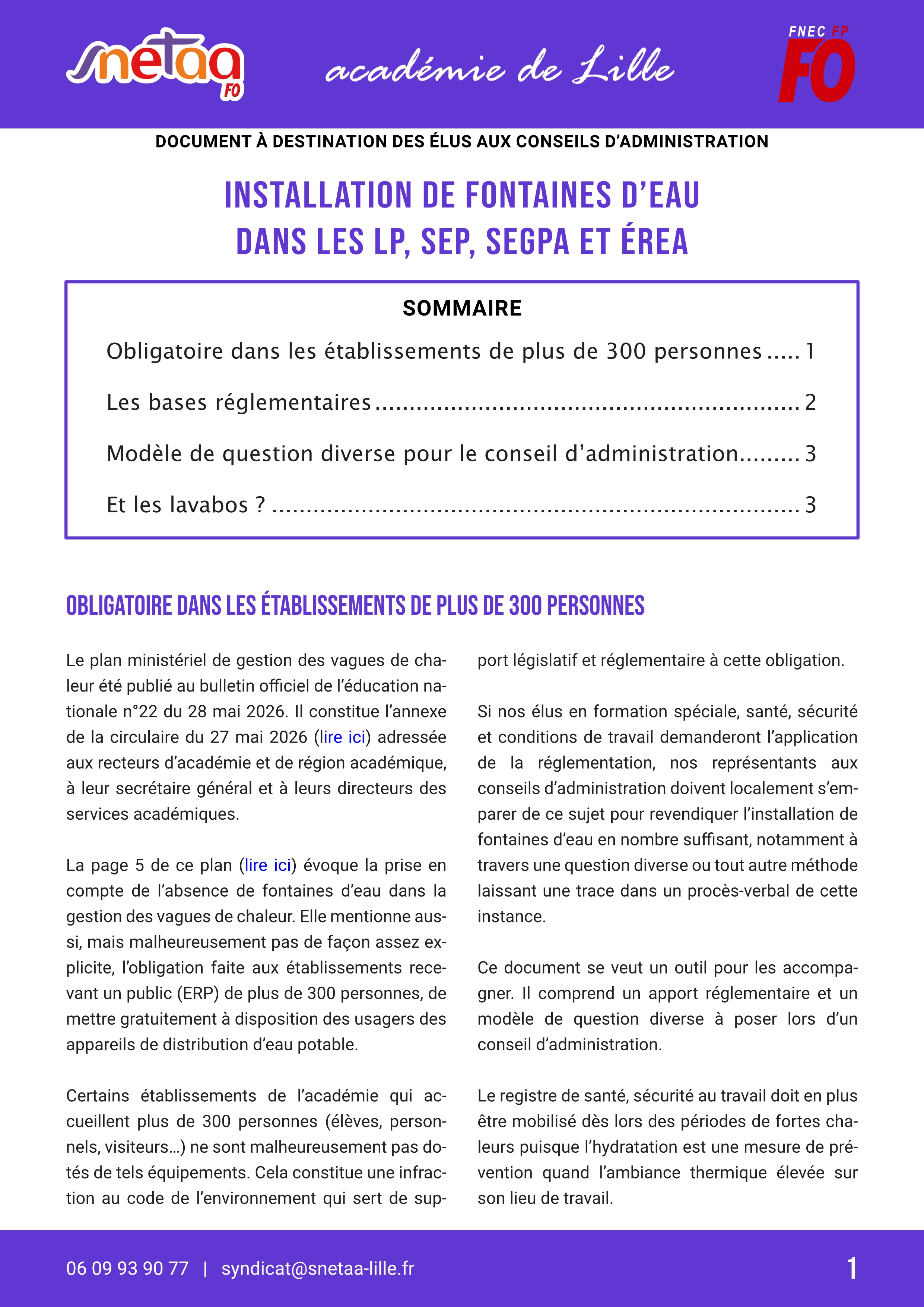 Bulletin d'information du SNETAA-FO Lille